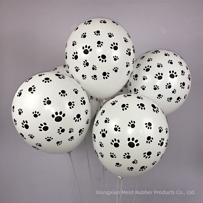 Balon cu amprentă de cățeluș, latex alb îngroșat, desene animate, aranjament de ziua de naștere, decorare petrecere, temă animală, jucărie balon