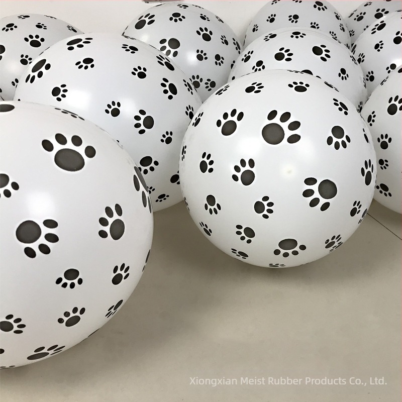 Balon cu amprentă de cățeluș, latex alb îngroșat, desene animate, aranjament de ziua de naștere, decorare petrecere, temă animală, jucărie balon