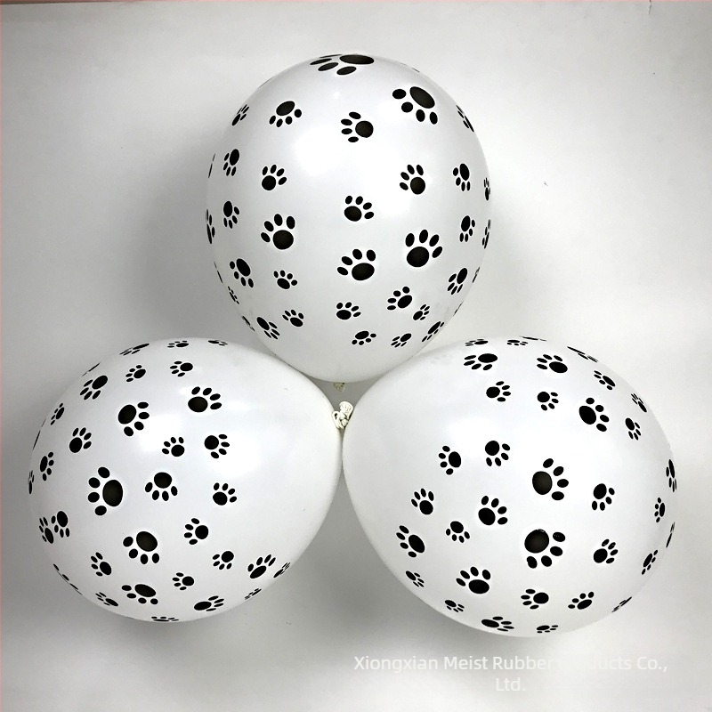 Balon cu amprentă de cățeluș, latex alb îngroșat, desene animate, aranjament de ziua de naștere, decorare petrecere, temă animală, jucărie balon