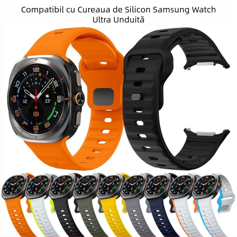 Curea de schimb din silicon pentru Samsung Watch7Ultra, cu cataramă ondulată, pentru Watch7ultra