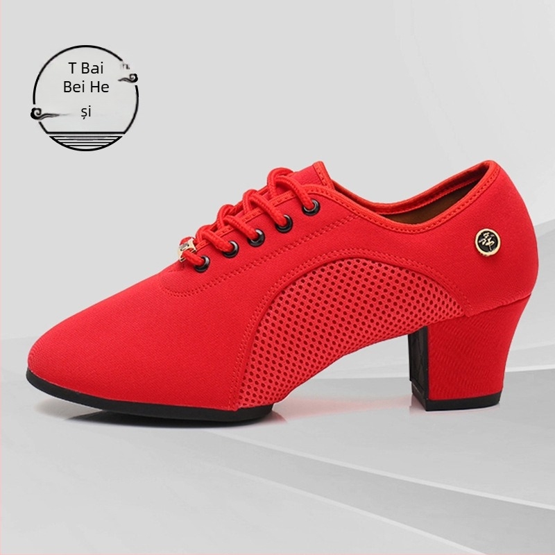 Pantofi de dans latino pentru femei adulte, pantofi de dans cu toc mediu și talpă moale, dans pătrat, dans marinaresc, pantofi de dans modern, respirabili și ușori