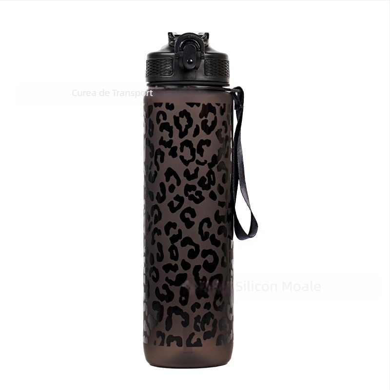 Cană de apă din plastic transfrontalieră Amazon, cu imprimeu leopard, cu paie gradient, cană de vară în aer liber, cană de apă sport de mare capacitate