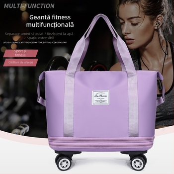 Geantă de călătorie de mare capacitate cu dublă expansiune universală cu roți, geantă de mână, geantă de depozitare pentru călătorii, geantă de bagaje cu scripete