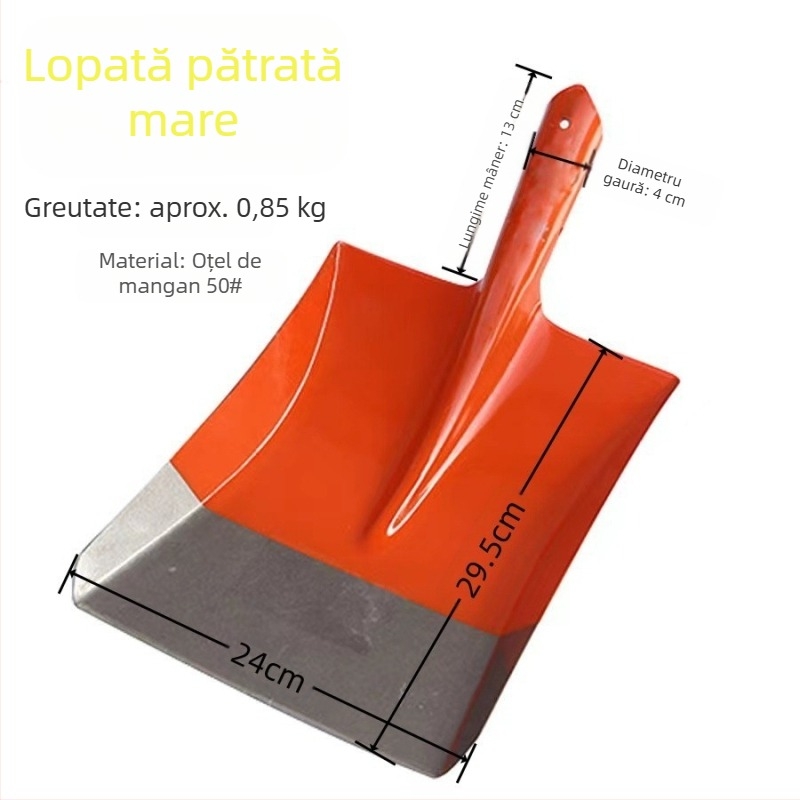 Lopată agricolă din oțel mare, lopată din oțel mangan, lopată pătrată, lopată ascuțită, lopată străină, șantier de pod, lopată de grădină cu ascuțit pentru cărbune în aer liber