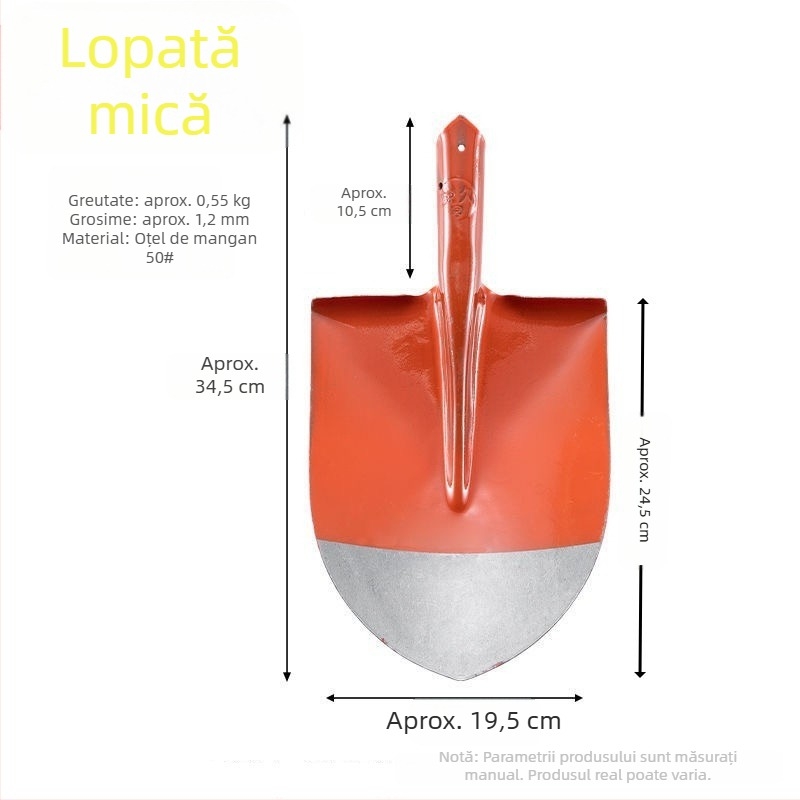 Lopată agricolă din oțel mare, lopată din oțel mangan, lopată pătrată, lopată ascuțită, lopată străină, șantier de pod, lopată de grădină cu ascuțit pentru cărbune în aer liber