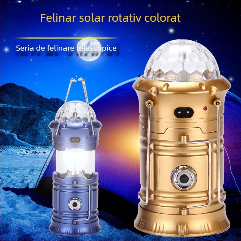 Lampă de camping portabilă cu stele, lampă rotativă pentru scenă, reîncărcabilă, telescopică de uz casnic, lampă de camping de urgență