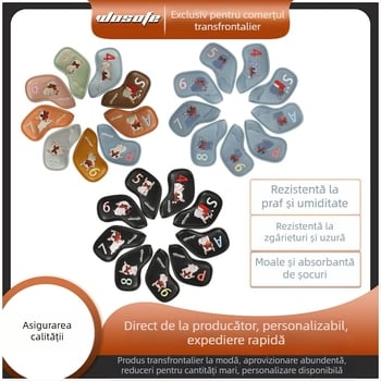 Husă pentru fier de golf, material PU, model de desene animate cu câine, broderie rafinată, 9/set, vânzare transfrontalieră fierbinte