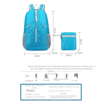 Rucsac pliabil în aer liber unisex pentru alpinism, geantă casual de călătorie portabilă mică, rucsac din piele, nou