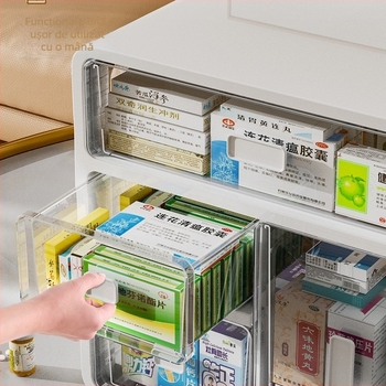 Cutie de medicamente pentru uz casnic, cutie de depozitare a medicamentelor, cutie de medicamente pentru uz casnic, capacitate mare, sertar multistrat, tip cutie medicală mică pentru medicamente