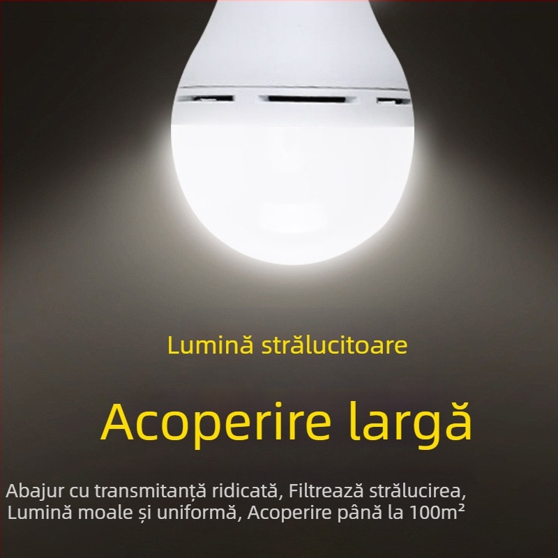 Bec solar de încărcare, lumină de noapte pentru tarabă, lumină LED mobilă pentru camping, pană de curent, iluminat de urgență pentru exterior