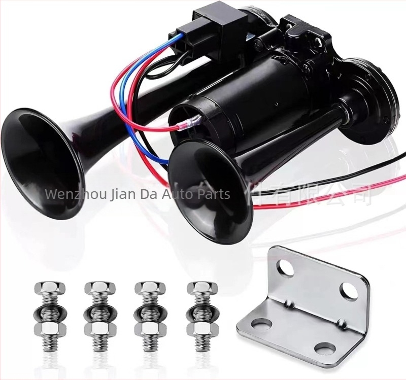 Claxon electric cu aer comprimat, 12V 24V, super puternic, 135 dB, modificat pentru mașină, camion, motocicletă, universal, pe benzină