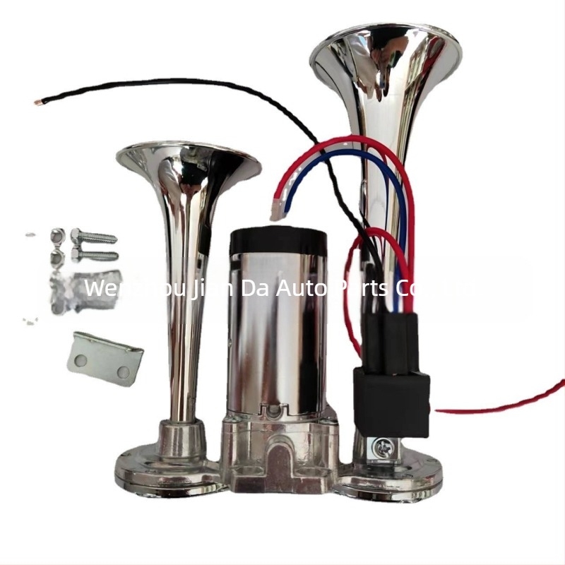 Claxon electric cu aer comprimat, 12V 24V, super puternic, 135 dB, modificat pentru mașină, camion, motocicletă, universal, pe benzină