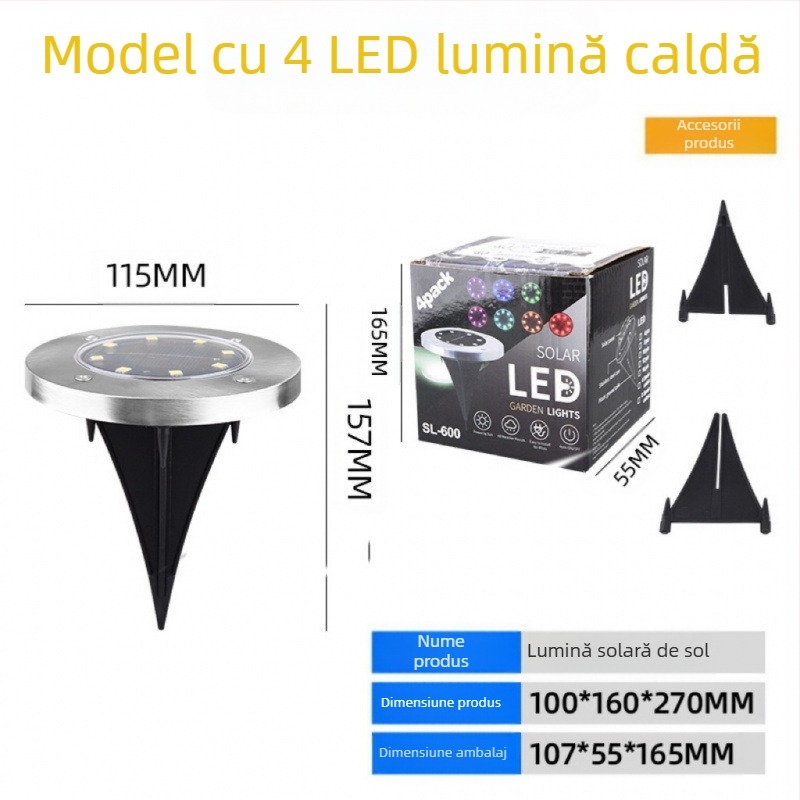 Lumină de podea impermeabilă pentru exterior, cu LED, lumină pentru scară exterioară, lumină solară îngropată, lumină decorativă pentru grădină, curte, peisaj