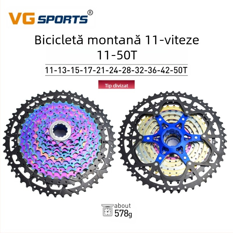 VG Sports 8/9/10/11/12 viteze, ușoare și colorate, casetă pentru biciclete de munte, volantă split, 12 viteze, 50