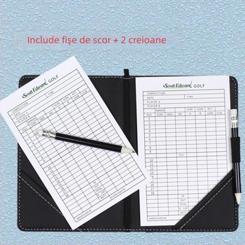 Set de cartonașe de scor pentru articole de golf, accesorii pentru terenuri de golf, jachetă de scor gri și neagră