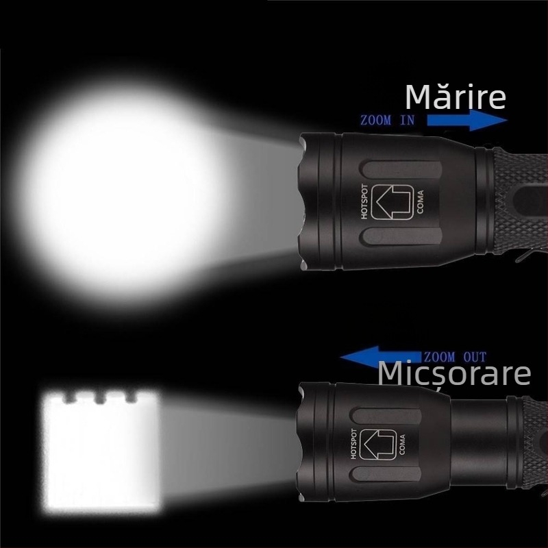 Lanternă X32 cu lumină puternică 4 în 1, multifuncțională, zoom, RGBW, roșu, verde, albastru și alb, focalizare în patru culori