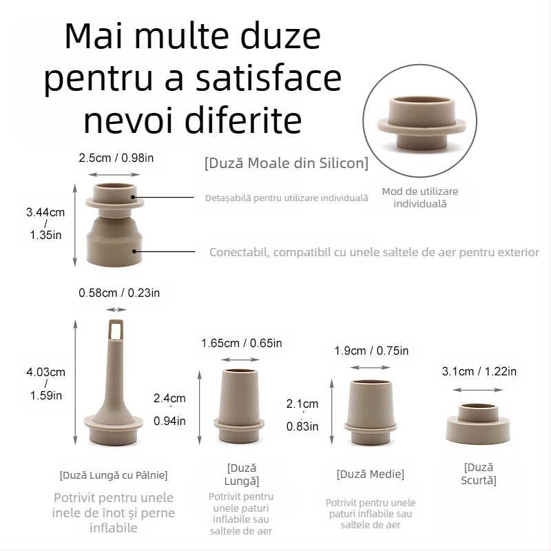 Pompă de aer nouă pentru camping în aer liber, pompă de aer convenabilă, compactă și de mare putere, pompă de aer multifuncțională cu iluminare de camping
