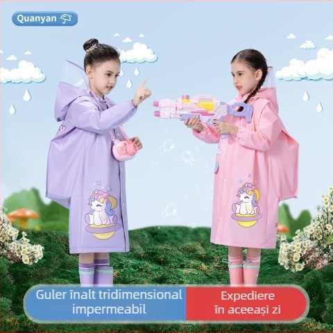 Pelerina de ploaie pentru copii, poncho cu desene animate, pentru grădiniță, școală primară, cu ghiozdan, scaun, băieți și fete, pelerina de ploaie, en-gros
