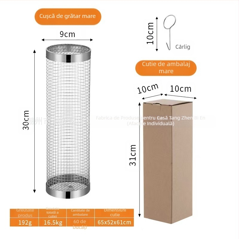 Amazon Rolling Barbeque Cage Supply Coș de grătar Îmbunătățit pentru grătar în aer liber, butoi de grătar din oțel inoxidabil, ustensile de grătar