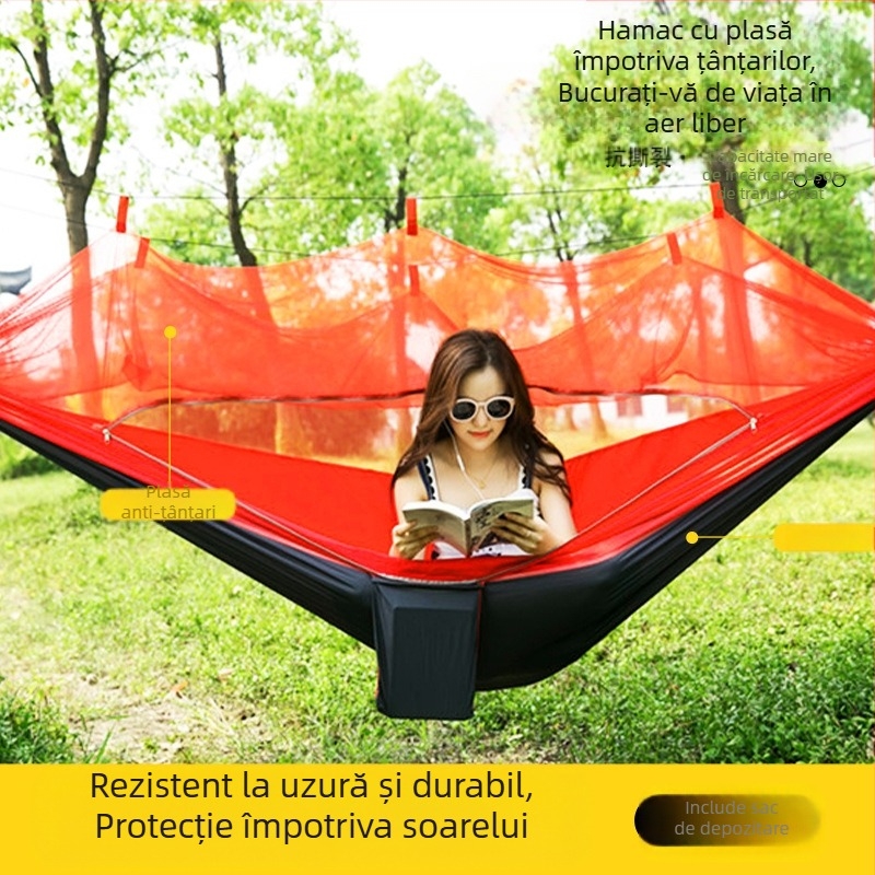 Plasă de țânțari automată cu deschidere rapidă, hamac anti-țânțari, hamac single dublu din nailon, parașută din pânză, hamac în aer liber pentru camping, consumabile