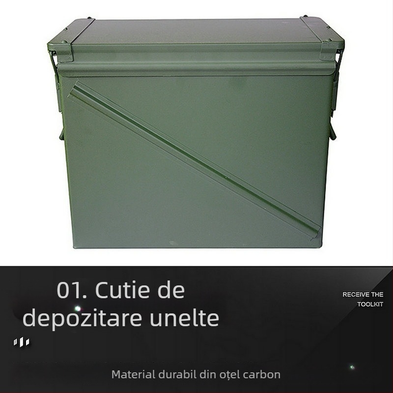 Cutie metalică Bullet, cutie de depozitare a sculelor din fier forjat, cutie de depozitare sigilată portabilă pentru scule, multifuncțională, protectoare