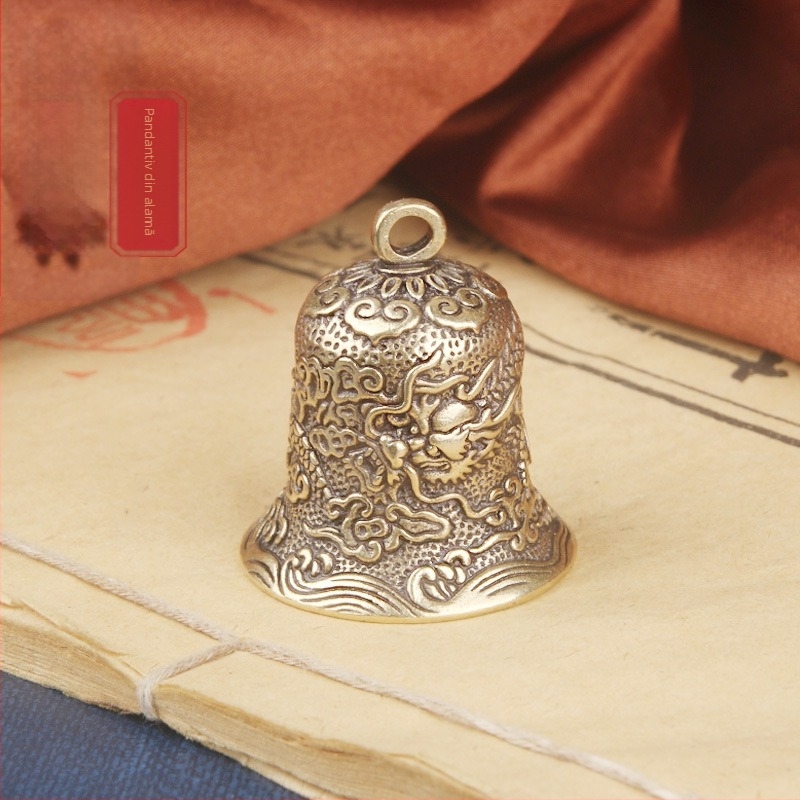 Breloc vintage cu clopot din alamă, model dragon, pandantiv, modă națională, clopot de cupru, clopot de dragon, pandantiv de personalitate, artizanat, Wenwan, en-gros