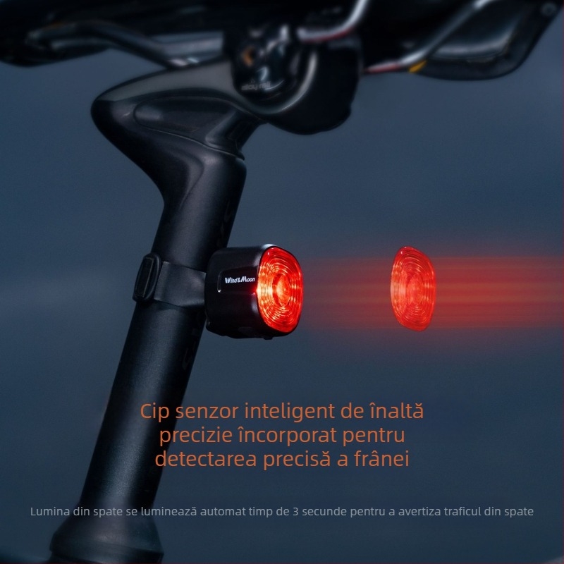Lumină de avertizare inteligentă pentru biciclete transfrontaliere, lumină de frână pentru biciclete de munte, lumină cu senzor pentru mașini, lumină de avertizare pentru exterior, noaptea, pentru echitație, lumină pentru biciclete de munte, lumină pentru 