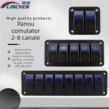 Comutator marin auto, panou basculant cu lumină albastră, panou combinat cu comutator basculant multi-poziție modificat DC12-24V