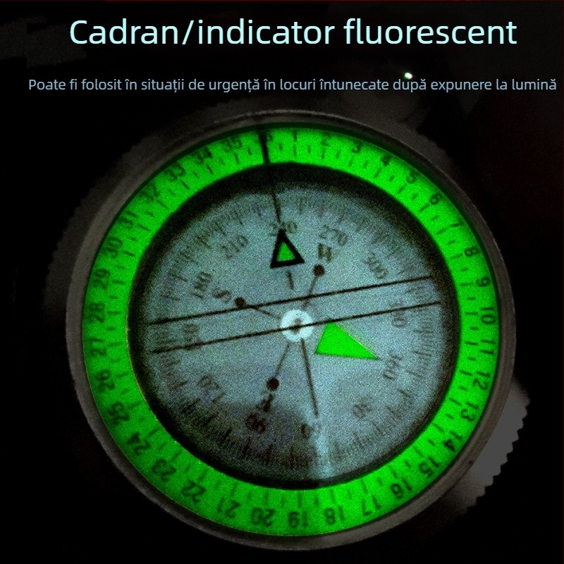 Busolă din aliaj K4074 de înaltă precizie, multifuncțională, luminoasă, pentru supraviețuire în aer liber, cu contor de pantă