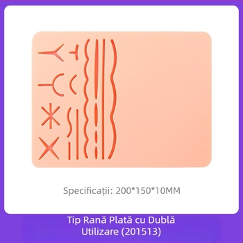 Modul de sutură pentru plăgi multiple, exercițiu din silicon, model de exercițiu pentru chirurg de piele din silicon, rană plană, tip cu dublă utilizare
