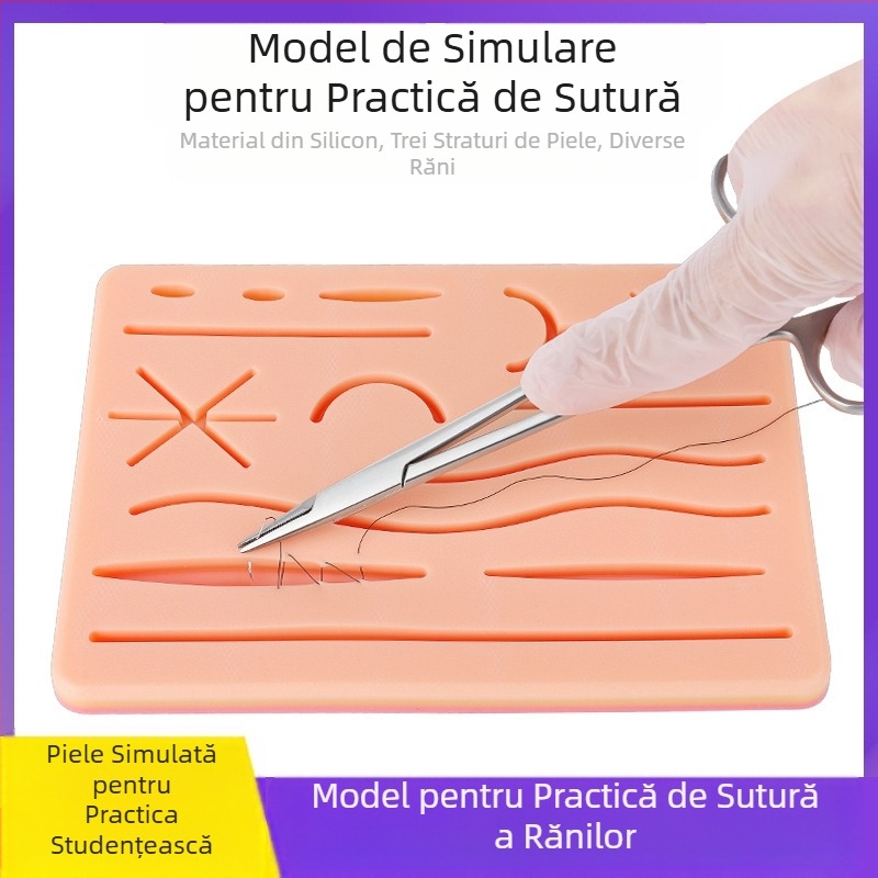 Modul de sutură pentru plăgi multiple, exercițiu din silicon, model de exercițiu pentru chirurg de piele din silicon, rană plană, tip cu dublă utilizare