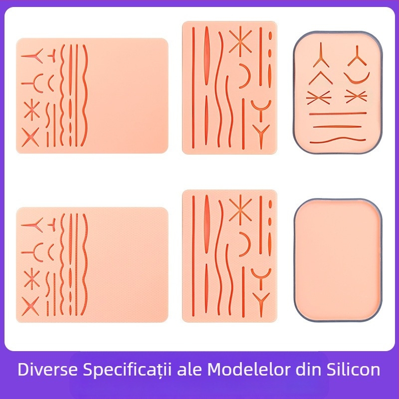 Modul de sutură pentru plăgi multiple, exercițiu din silicon, model de exercițiu pentru chirurg de piele din silicon, rană plană, tip cu dublă utilizare