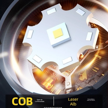 Lanternă laser albă nouă transfrontalieră, super luminoasă, cu rază lungă de acțiune TYPE-C, afișaj digital portabil pentru exterior, zoom, lanternă COB cu lumină spate