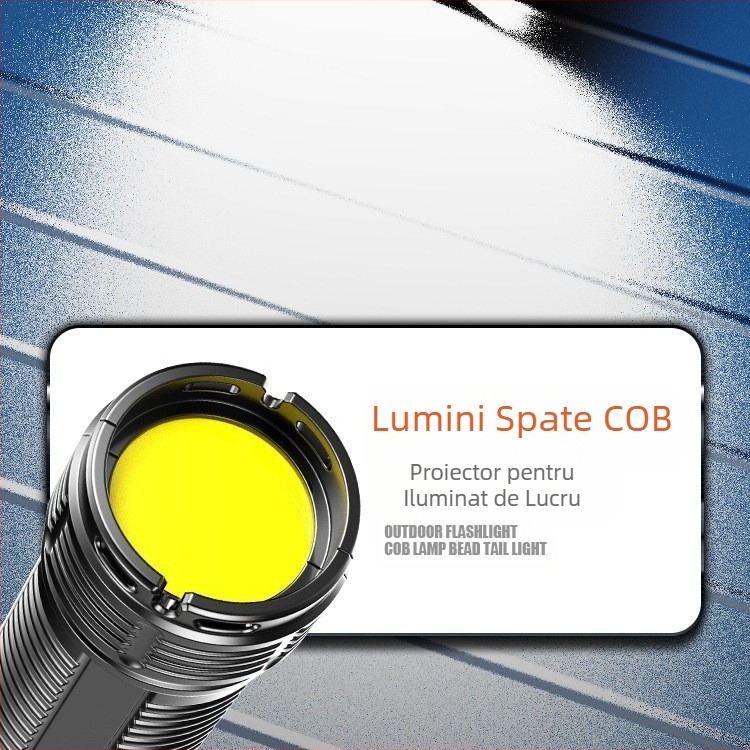 Lanternă laser albă nouă transfrontalieră, super luminoasă, cu rază lungă de acțiune TYPE-C, afișaj digital portabil pentru exterior, zoom, lanternă COB cu lumină spate