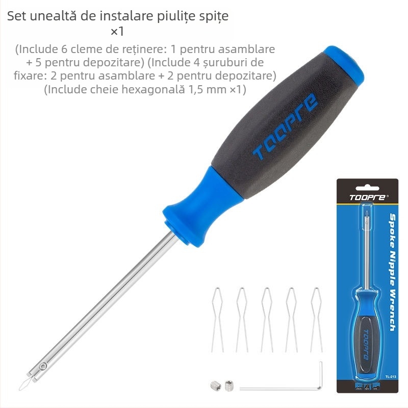TOOPERE Cheie de instalare a capacelor de spițe pentru biciclete Set de perforatoare pentru jante Set de roți Instrument de îndepărtare a ridicătorului de spițe