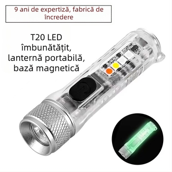 Lanternă mini LED cu lumină puternică de avertizare la distanță, lanternă portabilă cu breloc și capac cu clip, lampă de exterior