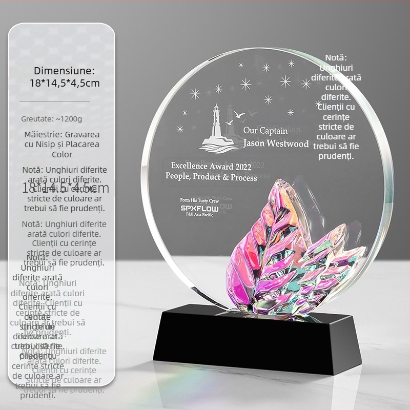 Trofeu de cristal 2024, trofeu creativ, onoare pentru angajați remarcabili, premii comemorative pentru echipe, medalie anuală pentru întâlnire, gravată