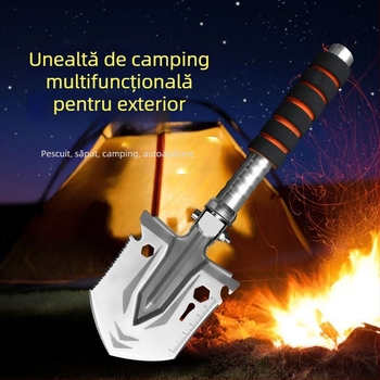 Lopată pliabilă din oțel mangan multifuncțională în aer liber, burete mic, lopată militară, stil camping, alpinism, pescuit sălbatic, lopată