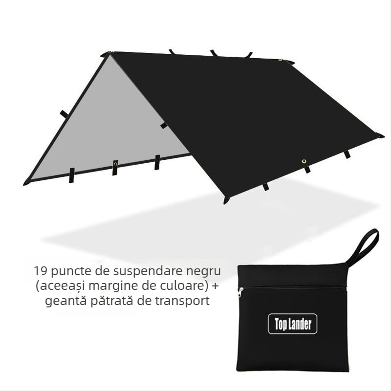 Cort de camping în aer liber, multifuncțional, cu baldachin pătrat, rezistent la ploaie, protecție solară, acoperit cu argint, cu baldachin, pentru camping, grătar, copertină