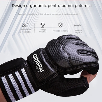 Mănuși de box cu jumătate de deget, mănuși de box profesionale MMA, cu sac de nisip pentru antrenament pentru bărbați și copii, cu jumătate de deget