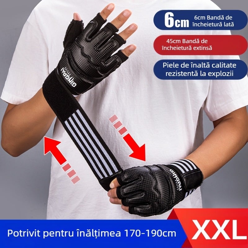 Mănuși de box cu jumătate de deget, mănuși de box profesionale MMA, cu sac de nisip pentru antrenament pentru bărbați și copii, cu jumătate de deget