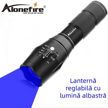 Lanternă cu lumină albastră A100/E17, lanternă LED transfrontalieră, lanternă cu focalizare și rază lungă de acțiune