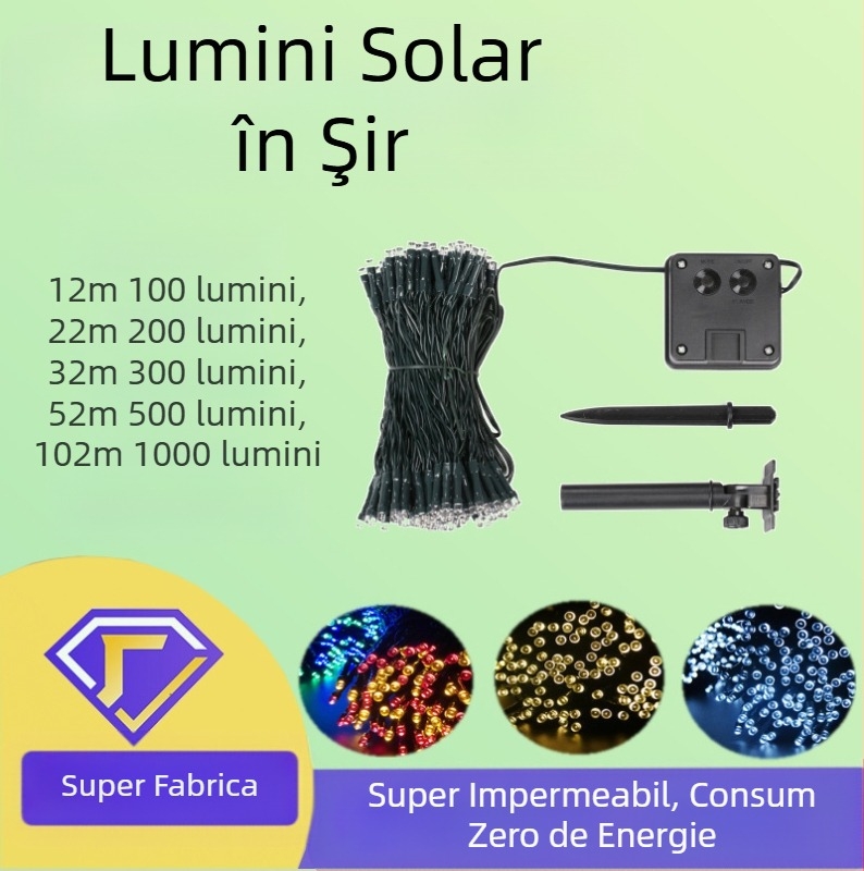 Lumini solare cu șir de lumini, decorațiuni exterioare, impermeabile, pentru curte, felinare, iluminat ingineresc, stil camping, lumini cu șir de lumini solare cu șir de lumini