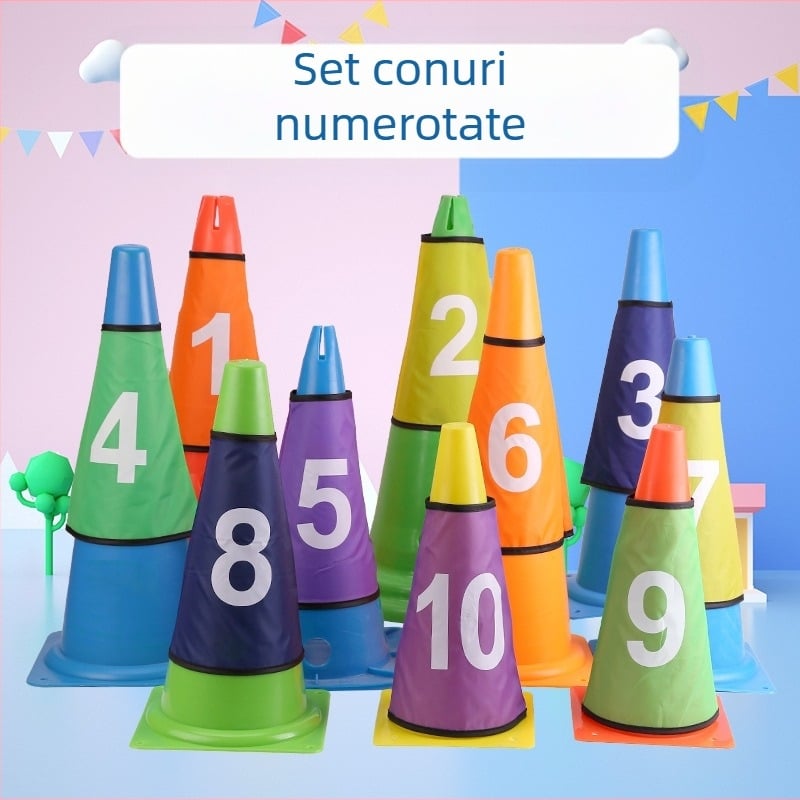 Set de numere 1-10 Semn de număr cu butoi Semn de antrenament pentru fotbal Set de numere cu butoi Semn de număr cu obstacole Antrenament cu butoi