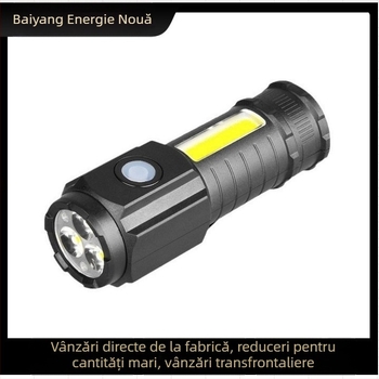 Lanternă mică transfrontalieră cu trei ochi COB, lumină laterală portabilă, stilou de evidențiere, clip, lumină de inspecție a lucrărilor, iluminat exterior magnetic puternic