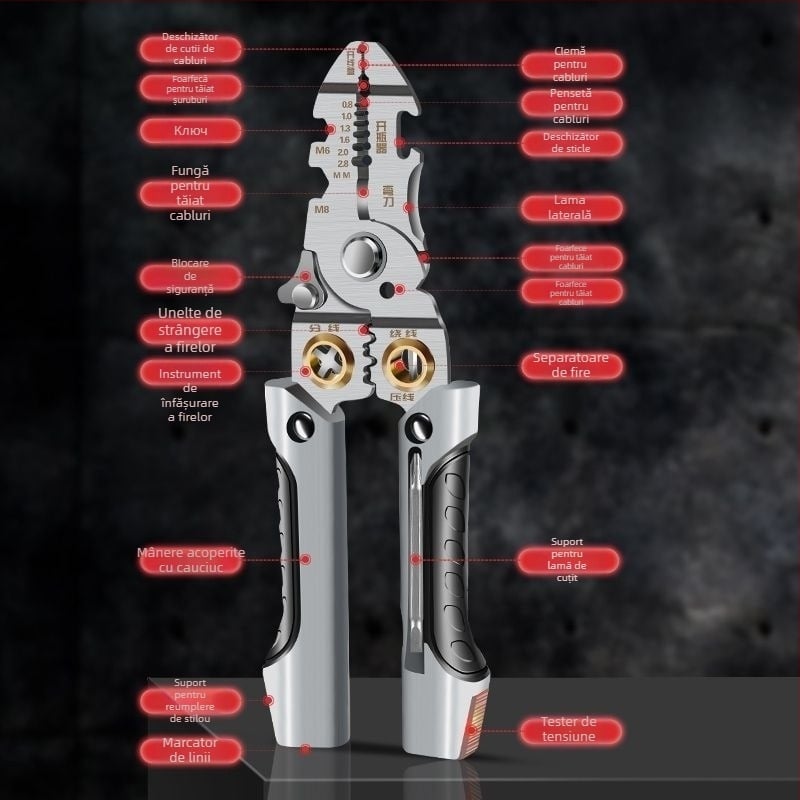 dezizolator de sârmă en-gros dezizolator de sârmă multifuncțional electrician dezizolator de sârmă rupt dezizolator de sârmă foarfece dezizolator de sârmă instrumente hardware pentru electricieni