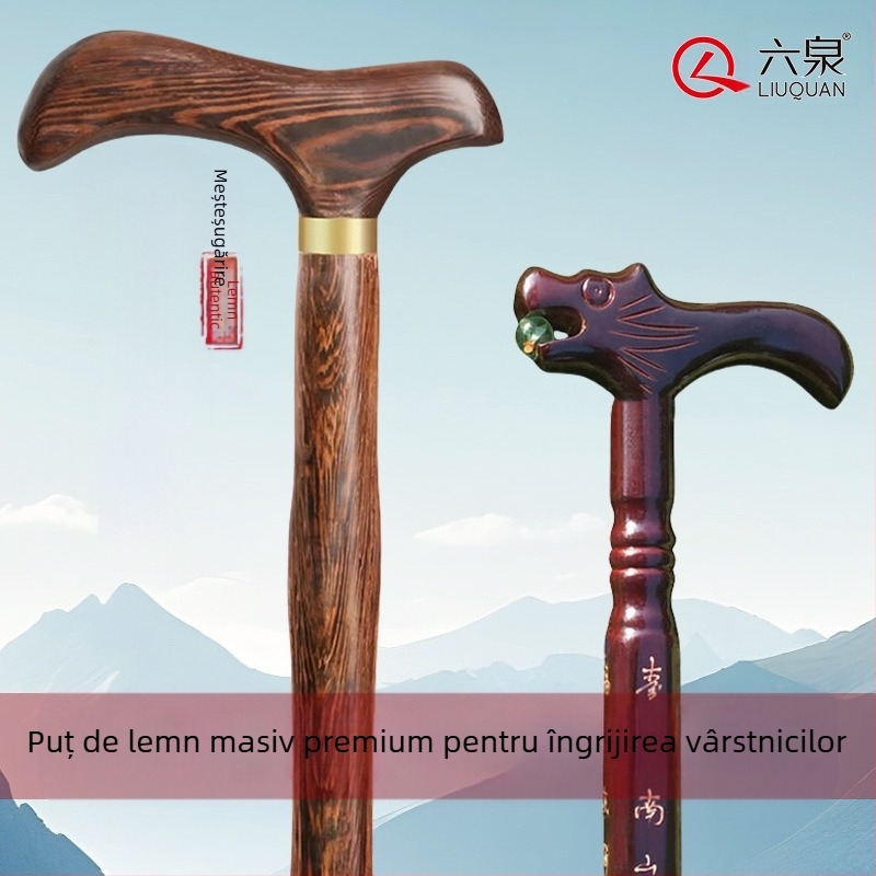 Cârje din lemn masiv pentru vârstnici, antiderapante și anti-cădere, cârje ușoare din lemn pentru vârstnici, bastoane din lemn pentru aripi de pui, cârje din lemn masiv