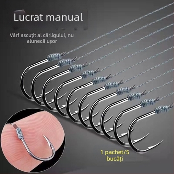 Cârlig de pescuit legat cu fir puternic pentru cal, cârlig dublu, cârlig de pescuit, accesorii pentru echipamente de pescuit, fir Iseini, cârlig dublu