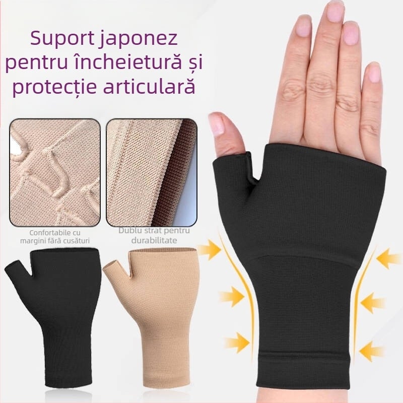 Mănuși sport cu presiune înaltă elastică, teacă pentru tendonul palmei, teacă pentru articulații, anti-entorsă, încheietura mâinii, fitness în aer liber, ciclism, compresie, cu jumătate de deget