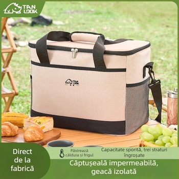 Geantă de izolație pentru explorare, geantă de gheață transfrontalieră, portabilă, pentru camping, în aer liber, capacitate mare, impermeabilă, pentru acasă, cu izolație rece, geantă de picnic